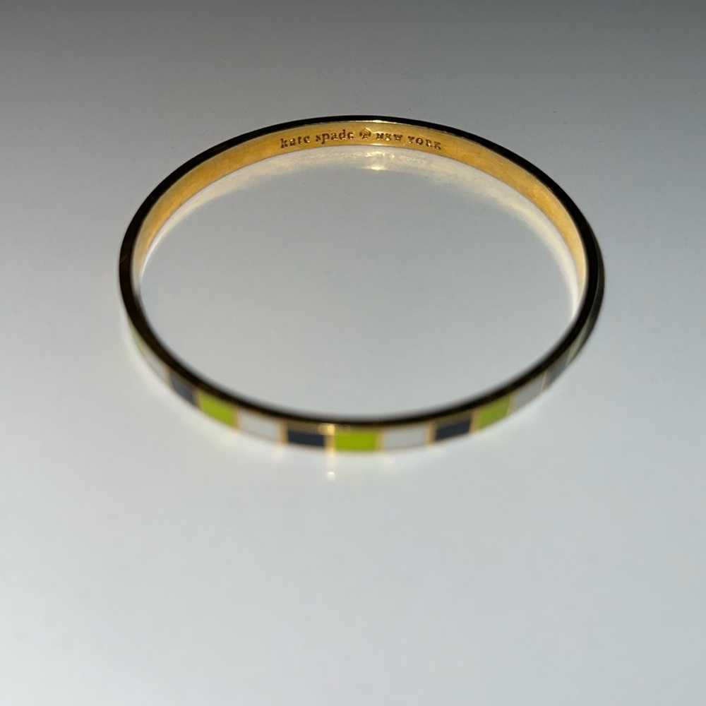 Kate Spade New York Navy, Green, White & Gold Striped Bangle